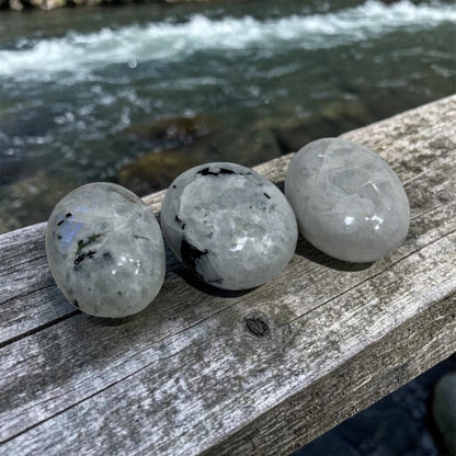Natural Rainbow Moonstone Palmstone Feminine Energy Crystal - GemKrishna