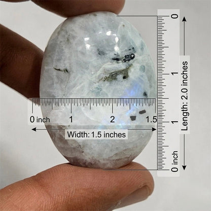 Natural Rainbow Moonstone Palmstone Feminine Energy Crystal - GemKrishna