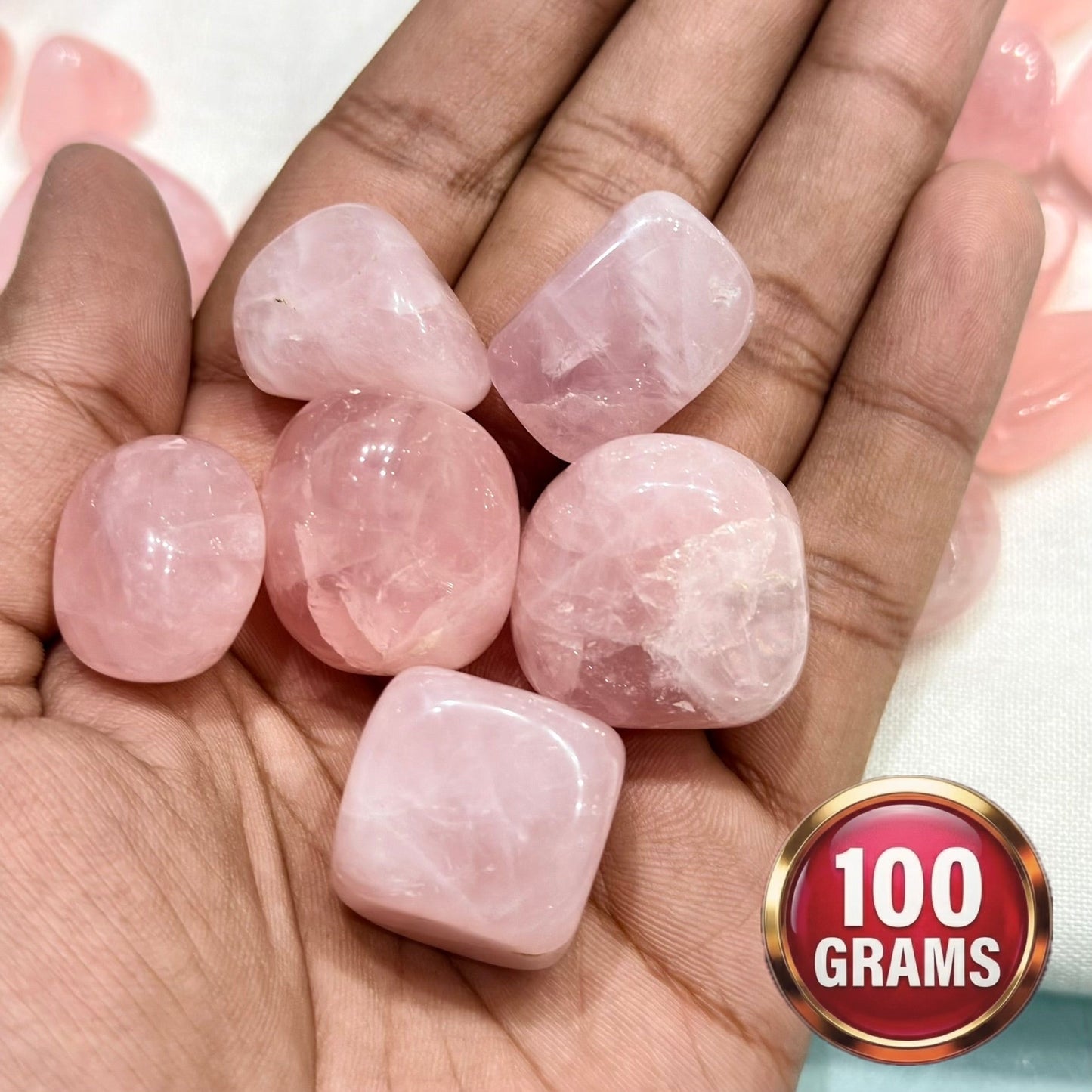 Natural Rose Quartz Tumble 100 grams to 1 kg - GemKrishna