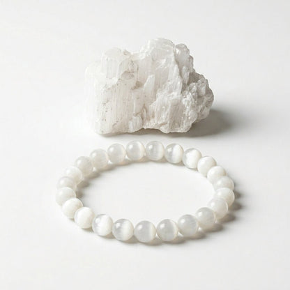 Natural Selenite Bracelet | Cleansing and Peace | Best Quality | 100% Natural - GemKrishna