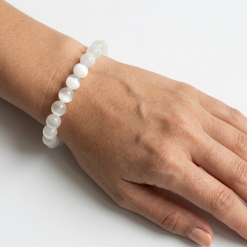 Natural Selenite Bracelet | Cleansing and Peace | Best Quality | 100% Natural - GemKrishna