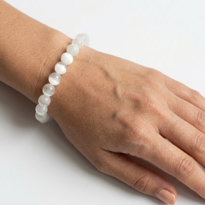 Natural Selenite Bracelet | Cleansing and Peace | Best Quality | 100% Natural - GemKrishna