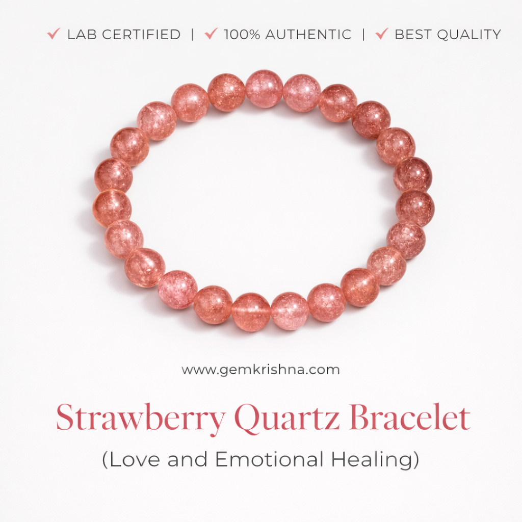 Strawberry Quartz Bracelet (Love and Emotional Healing) premium GemKrishna product cover