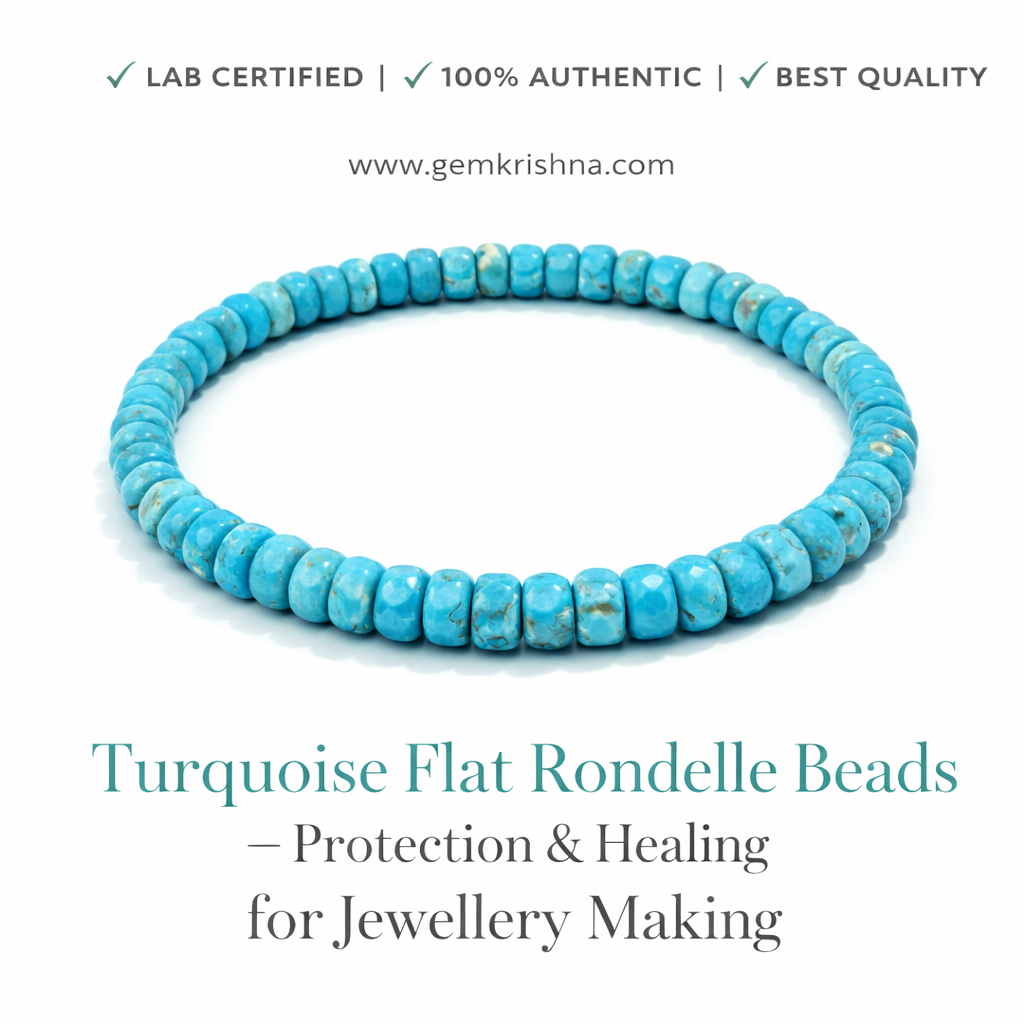 Turquoise Flat Rondelle Beads – Protection & Healing for Jewellery Making premium GemKrishna product cover