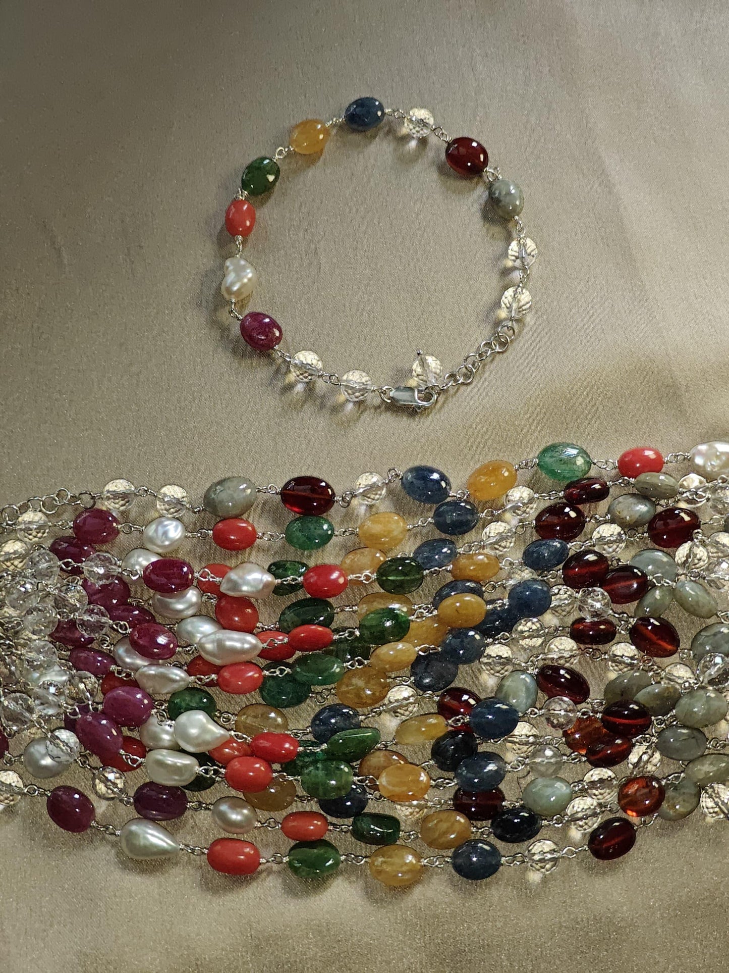 Navratan Bracelet (Sterling Silver) – 9 Gemstones for Balance, Power & Prosperity