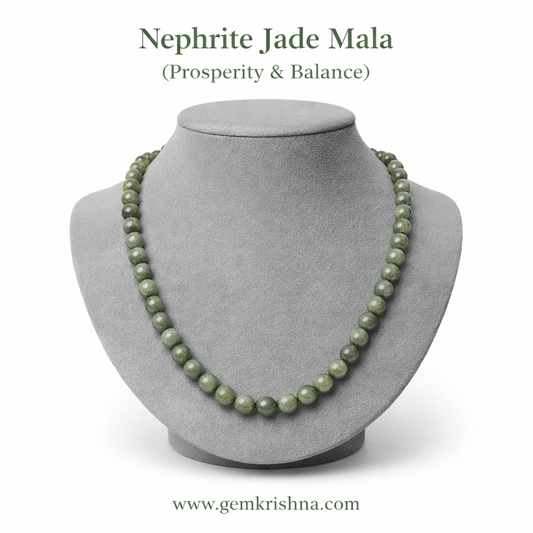 Nephrite Jade Commercial Quality Jaap Mala (Prosperity & Emotional Balance) premium GemKrishna product cover