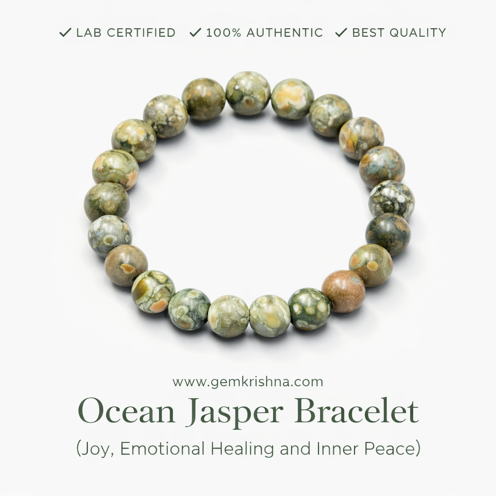 Ocean Jasper Bracelet (Joy, Emotional Healing and Inner Peace) premium GemKrishna product cover