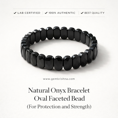 Natural Onyx Bracelet Oval Faceted Bead (For Protection and Strength) premium GemKrishna product cover