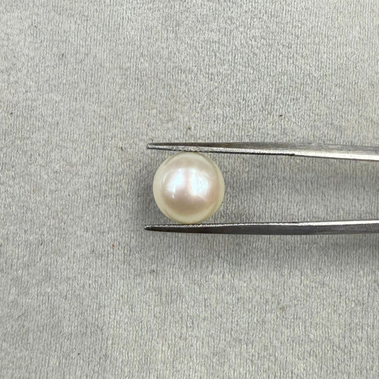 Fresh Water Pearl Round Button  6.11 carat [ Cultured Pearl ]