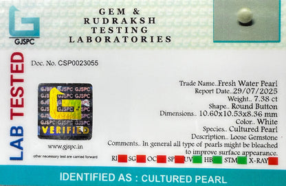 Fresh Water Pearl Round Button 7.38 carat [Cultured pearl]