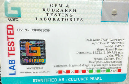 Fresh Water Pearl Round Button 7.47 carat [Cultured pearl]
