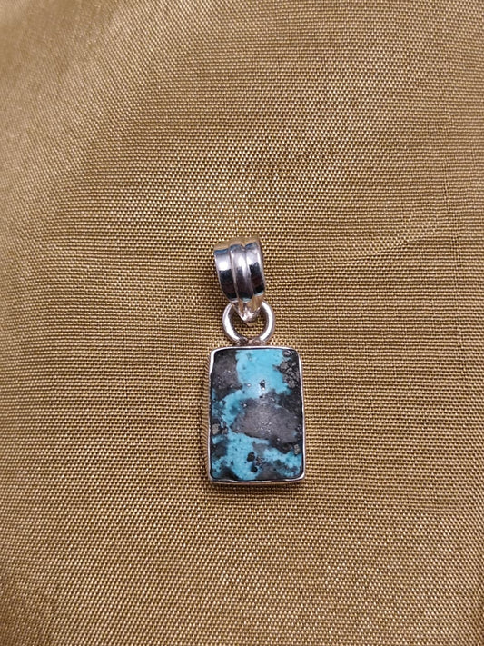 Square shape Turquoise (Firoza) Sterling Silver Locket 3 gram