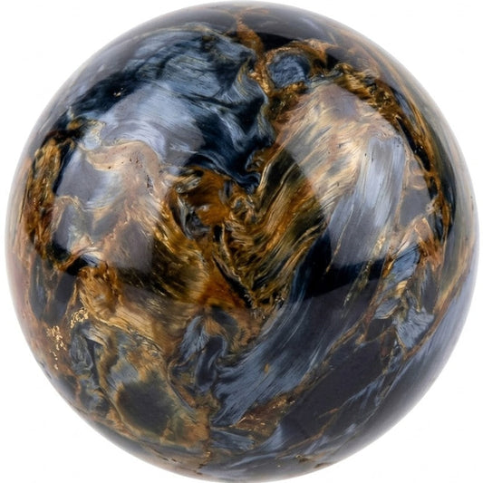 Illustration of a polished pietersite bead; natural colour and pattern vary
