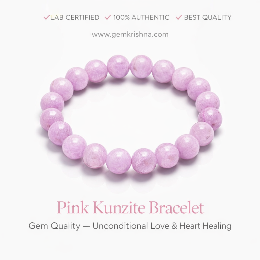 Pink Kunzite Bracelet Gem Quality – Unconditional Love & Heart Healing premium GemKrishna product cover