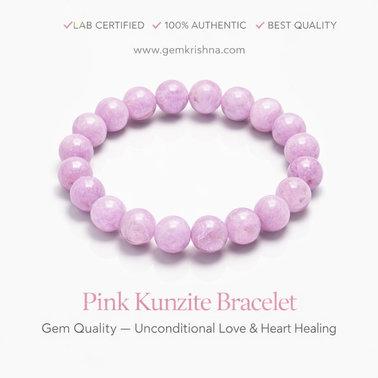 Pink Kunzite Bracelet Gem Quality – Unconditional Love & Heart Healing premium GemKrishna product cover