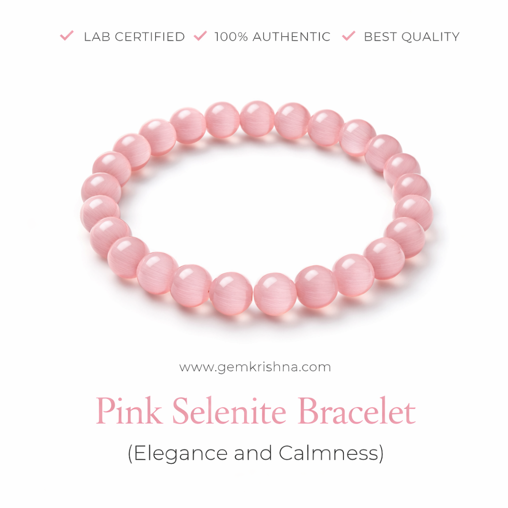 Pink Selenite Bracelet (Elegance and Calmness) premium GemKrishna product cover