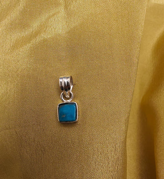 Small Square shape Turquoise (Firoza) Sterling Silver Locket 2 gram