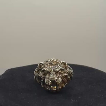 925 Silver Lion Head Ring (Courage & Leadership) (12.07 Gram)