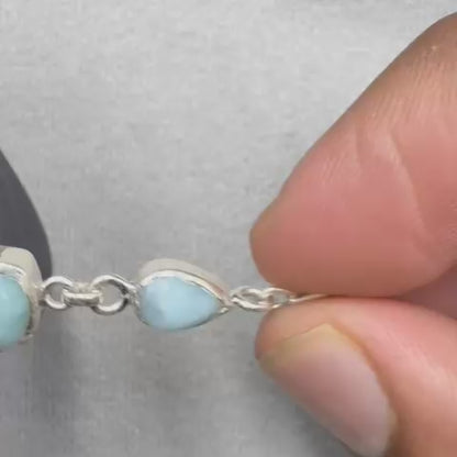 Natural Larimar Silver Bracelet  15.61 gram