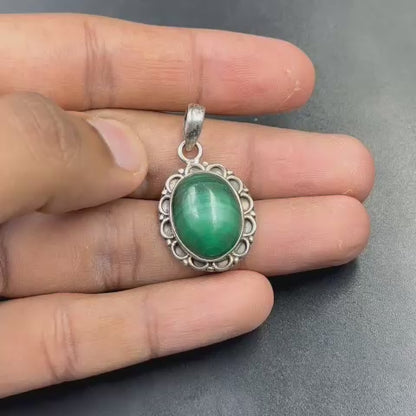 Malachite 925 Silver Locket (Protection and Transformation)