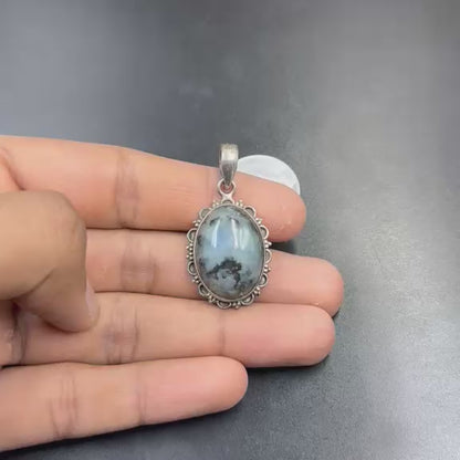 Merlinite (Dendritic Opal) 925 Silver Locket 8.54 Grams (Intuition and Transformation)