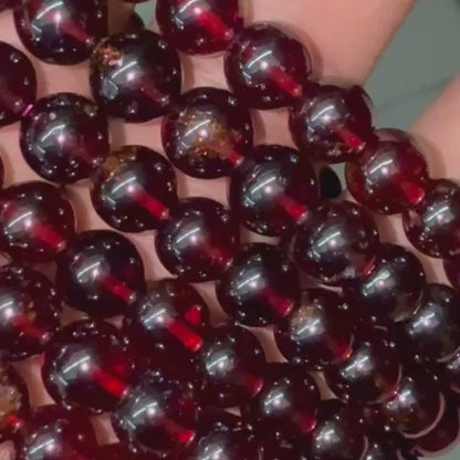 Hessonite Garnet (Gomed) Bracelet | 8mm Polished Round Beads | Deep Reddish-Brown Stretchable Unisex Bracelet | Lab Certified | Traditionally for Rahu Balance, Confidence & Focus