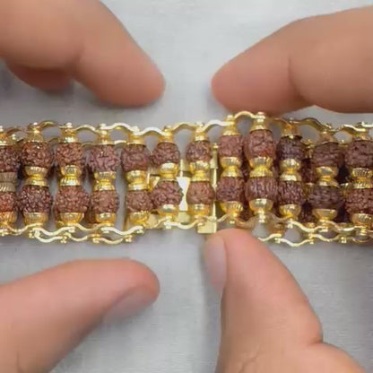 Double Line Gold Plated Rudraksh Bracelet