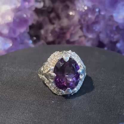 Royal Amethyst Vine 925 Sterling Silver Ring
