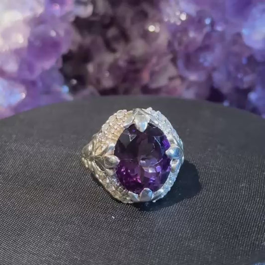 Royal Amethyst Vine 925 Sterling Silver Ring