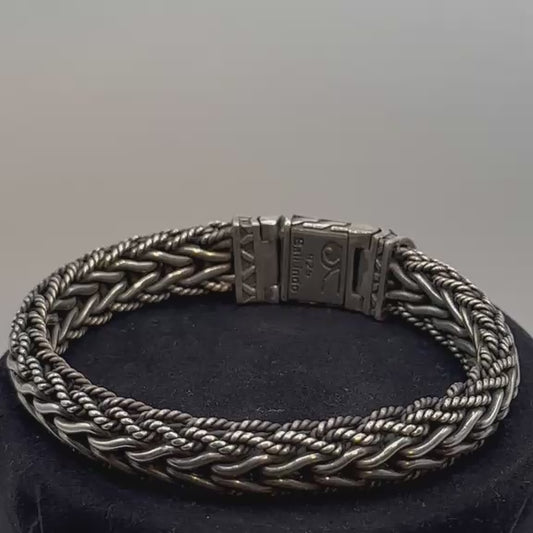 925 Silver Men’s Multi-Row Braided Bracelet (Strength & Unity) (81.56 Gram)