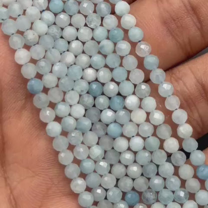 Aquamarine 4mm Faceted Loose Bead Strand (Calmness & Communication)