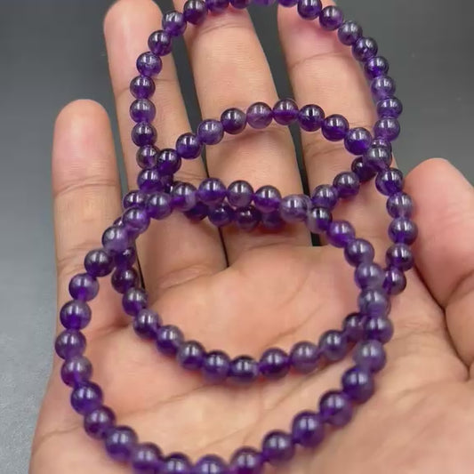 Amethyst Bracelet 6mm (Calm, Clarity & Protection)