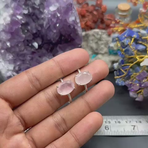 Natural Rose Quartz Ring (Adjustable)