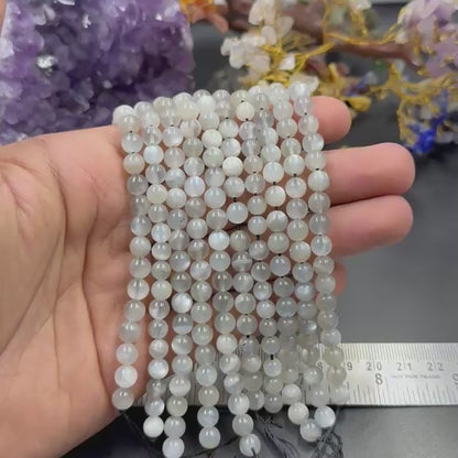 Gray Moonstone Bracelet/Mala (Intuition & Emotional Balance)
