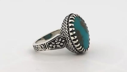 Natural Turquoise (Firoza) Silver Ring (Sterling Silver)