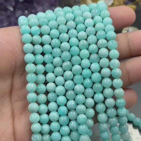 Russian Green Amazonite Platinum Mala & Bracelet (Calmness & Communication)
