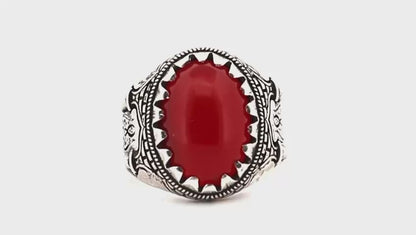 Carnelian Silver Ring Antique Finish (Sterling Silver)