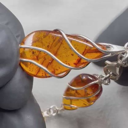 Amber bracelet sterling silver   10.97 gram