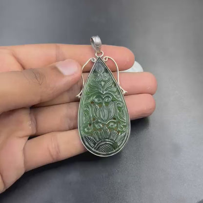 Natural Serpentine 925 Silver Locket (Protection and Growth)