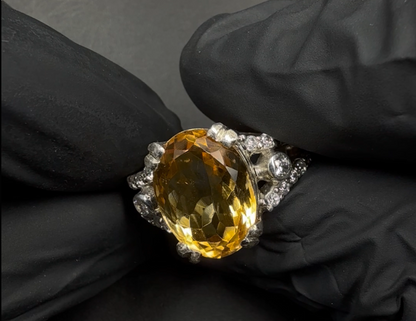 925 Sterling Silver Natural Citrine Ring