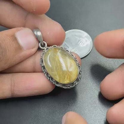 Golden Rutile Quartz 925 Silver Locket 10.10 Grams (Clarity and Prosperity)