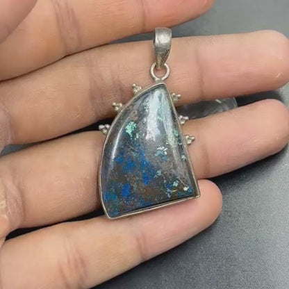Natural Lapis Azurite 925 Silver Locket 16.37 Grams (Wisdom and Intuition)