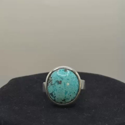 Oval Matrix Turquoise Bezel Ring (Protection & Communication) (11.98 Gram)