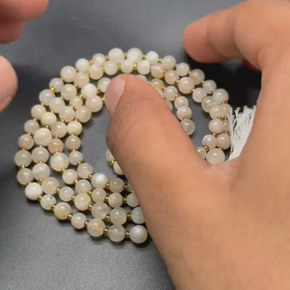 White Moonstone Jaap  Mala (Intuition & Emotional Balance)