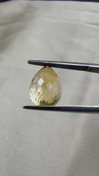 Natural Citrine  pear checkerboard Cut Stone  10.15 carat
