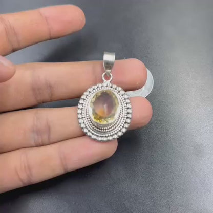 Natural Citrine 925 Silver Locket 11.18 Grams (Abundance and Positive Energy)