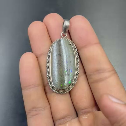 Natural Opal 925 Silver Locket 14.28 Grams (Inspiration and Emotional Balance)
