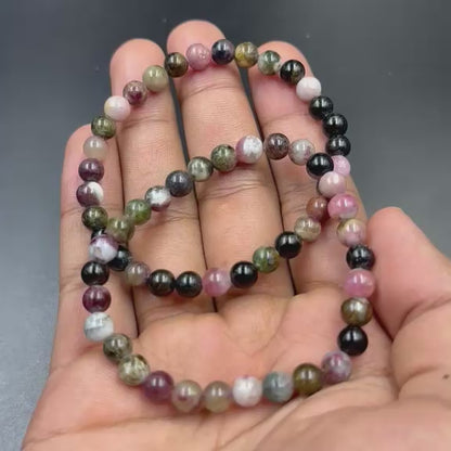 Watermelon Multi Tourmaline Bracelet 6mm (Protection, Balance & Positivity)