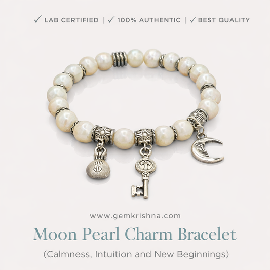 Moon Pearl Charm Bracelet (Calmness, Intuition and New Beginnings) premium GemKrishna product cover