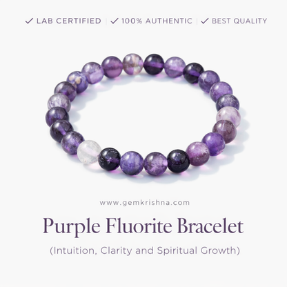 Purple Fluorite Bracelet (Intuition, Clarity and Spiritual Growth) premium GemKrishna product cover